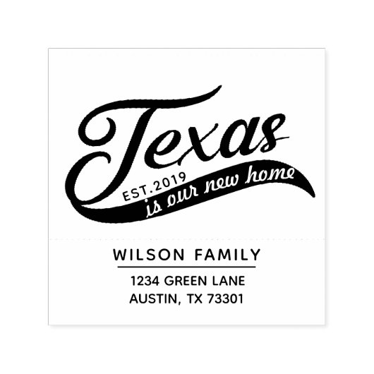 Nieuw huis in Texas Retouradres Rubber Stempel (Design)