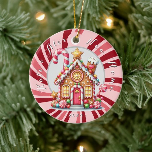 Nieuw huis Kerst Gingerbread Ornament (Boom)