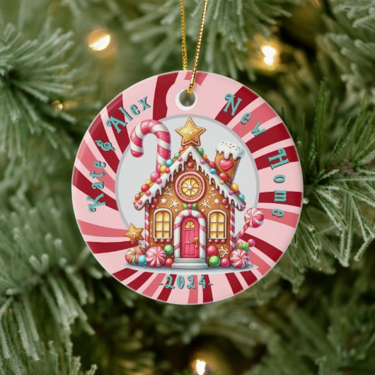 Nieuw huis Kerstcitaat Gingerbread blauw Ornament (Boom)