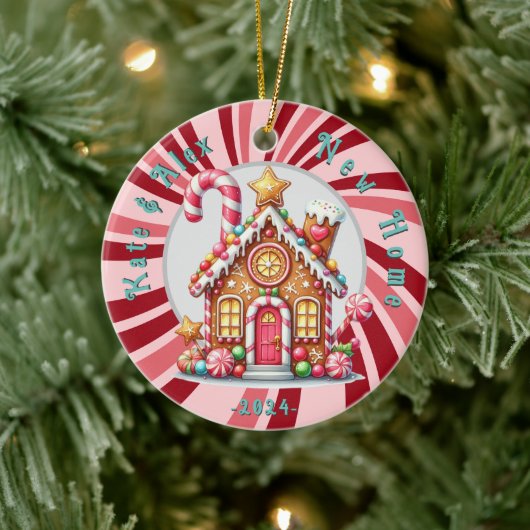 Nieuw huis Kerstcitaat Gingerbread blauw Ornament (Boom)