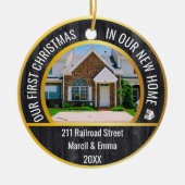 Nieuw huis Kerstmis 2023 met gepersonaliseerde 2 f Keramisch Ornament (Voorkant)