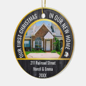 Nieuw huis Kerstmis 2023 met gepersonaliseerde 2 f Keramisch Ornament (Links)