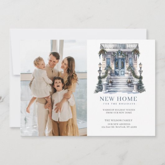 Nieuw Huis Kerstmis Deur Bewegende Foto Feestdagenkaart (Voorkant)