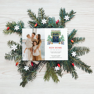 Nieuw Huis Kerstmis Deur Bewegende Foto Feestdagenkaart