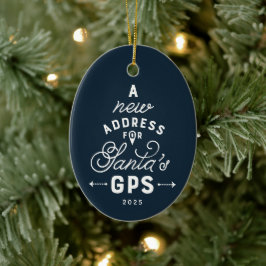 Nieuw huis marineblauw een foto Kerst Keramisch Ornament
