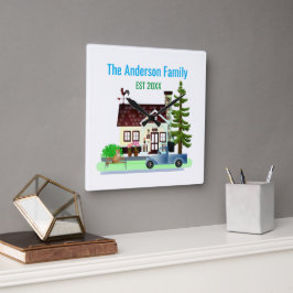 Nieuw huis met familienaam vierkante klok