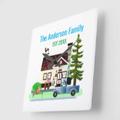 Nieuw huis met familienaam vierkante klok (Hoek)