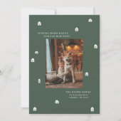 Nieuw huis moderne twee foto groene kerst feestdagenkaart (Voorkant)