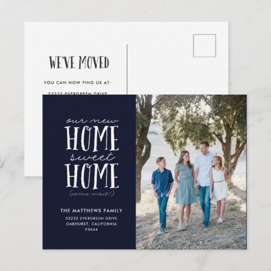 Nieuw huis, nieuw geluk verhuisbericht ansichtkaar aankondigingskaart (Voorkant / Achterkant)