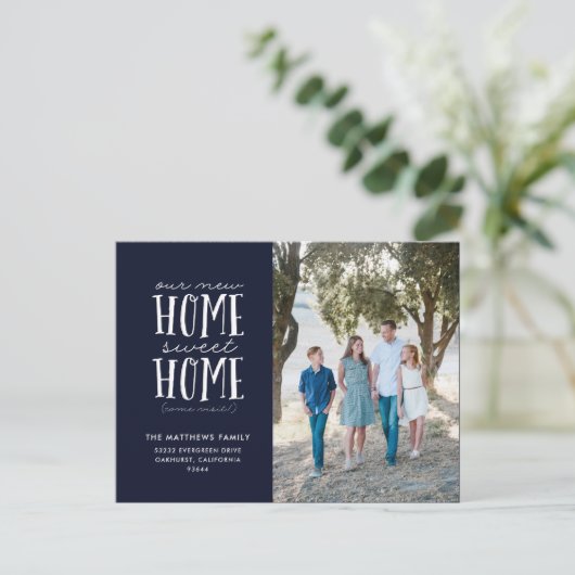 Nieuw huis, nieuw geluk verhuisbericht ansichtkaar aankondigingskaart (Staand voorkant)