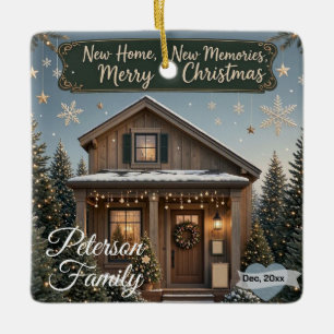 Nieuw huis, nieuwe herinneringen Kerstcadeau foto Keramisch Ornament