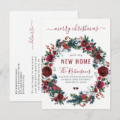 Nieuw huis Prettig kerstfeest verhuizing Aankondigingskaart (Voorkant / Achterkant)