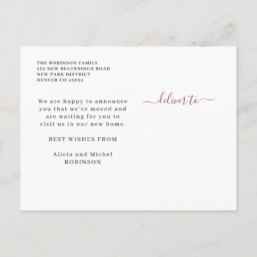 Nieuw huis Prettig kerstfeest verhuizing Aankondigingskaart (Achterkant)