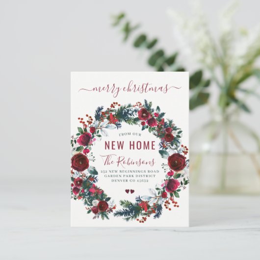 Nieuw huis Prettig kerstfeest verhuizing Aankondigingskaart (Staand voorkant)