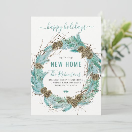 Nieuw huis Prettige Feestdagen verhuizing Aankondiging (Staand voorkant)