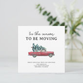 Nieuw Huis  Rode Auto Kerstboom Bewegen Aankondiging (Staand voorkant)