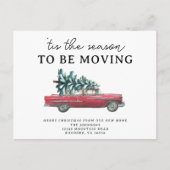 Nieuw Huis  Rode Auto Kerstboom Bewegen Aankondigingskaart (Voorkant)