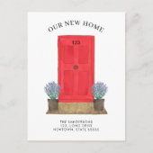 Nieuw huis Rode deur verplaatsen Aankondigingskaart (Voorkant)