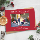 Nieuw huis rode vrolijk kerstfeest foto kerstkaart