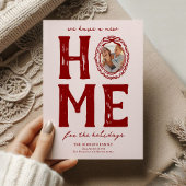 Nieuw huis roze rood krabbel kerstvakantie feestdagenkaart