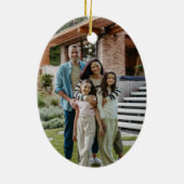 Nieuw huis schattig rood een foto kerst keramisch ornament (Achterkant)