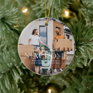 Nieuw huis Sentimenteel foto-kerstgeschenk Keramisch Ornament
