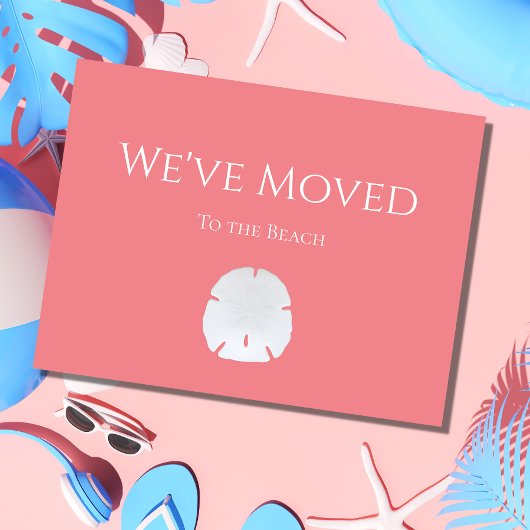 Nieuw Huis Strand Zanddollar Roze Aankondiging Briefkaart