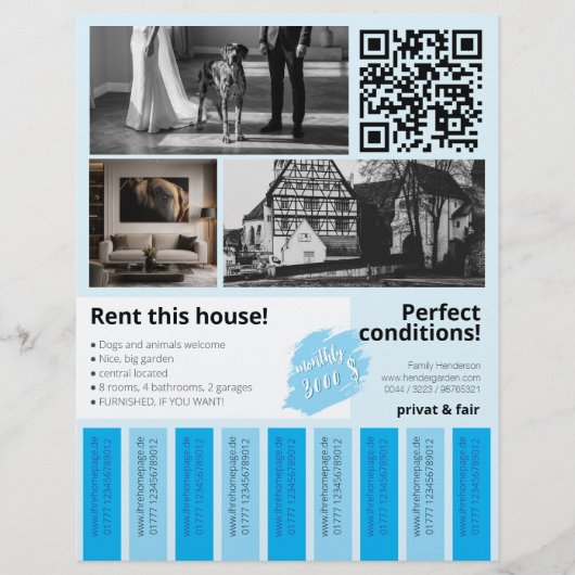 Nieuw huis te huur - stroken afscheuren flyer (Voorkant)