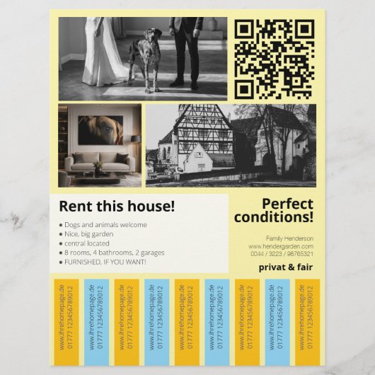 Nieuw huis te huur - stroken afscheuren flyer (Voorkant)