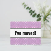 Nieuw huis verhuizen briefkaart lavendel paarse po (Staand voorkant)