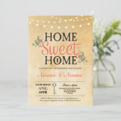 Nieuw huis verwarming Zoete Thuis Sleutel Uitnodig Kaart (Staand voorkant)