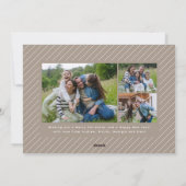 Nieuw huis vier foto beige kerst feestdagenkaart (Achterkant)