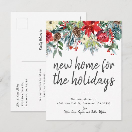 Nieuw huis voor de feestdagen Bewegende Aankondigi Uitnodiging Briefkaart (Voorkant / Achterkant)