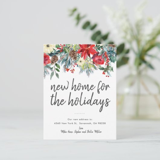 Nieuw huis voor de feestdagen Bewegende Aankondigi Uitnodiging Briefkaart (Staand voorkant)