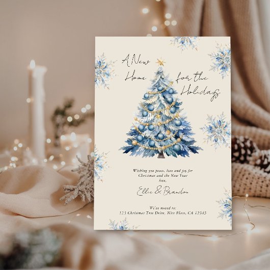 Nieuw huis voor de Feestdagen Christmas Moving Feestdagenkaart