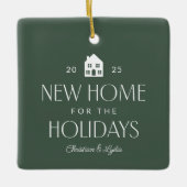 Nieuw huis voor de feestdagen groene foto kerst keramisch ornament (Voorkant)
