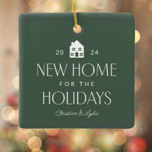 Nieuw huis voor de feestdagen groene foto kerst keramisch ornament