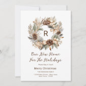 Nieuw huis voor de Feestdagen Monogram Winterkrans Feestdagenkaart (Voorkant)