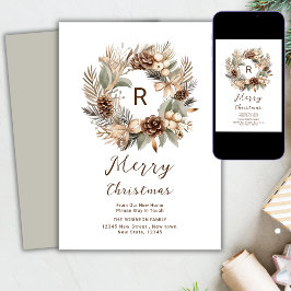 Nieuw huis voor de Feestdagen Pinecone winterkrans Feestdagenkaart