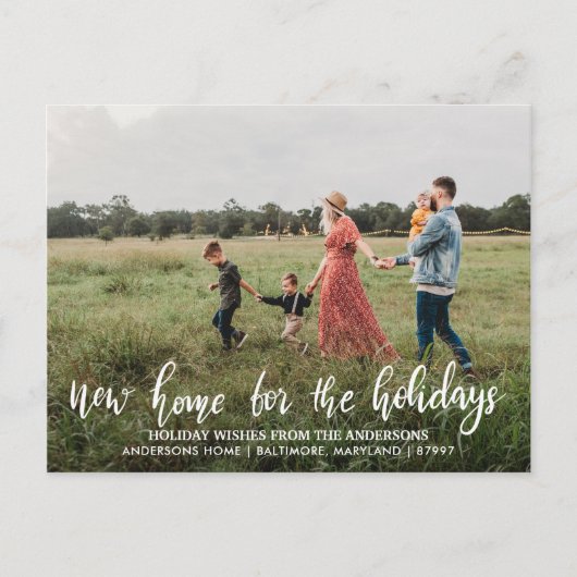 Nieuw huis voor de Feestdagen typografie foto Briefkaart (Voorkant)