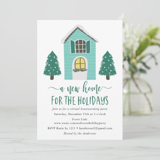 Nieuw huis voor de Feestdagen Virtual Housewarming Kaart (Staand voorkant)