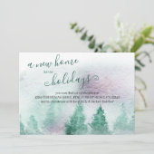 Nieuw huis voor de Feestdagen Waterverf Winter For Aankondiging (Staand voorkant)