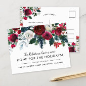 Nieuw huis voor de Feestdagen Winter Bloemen Beweg Aankondigingskaart