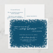 Nieuw huis voor de kerst sneeuwval vakantie verhui aankondigingskaart (Voorkant / Achterkant)