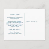 Nieuw huis voor de kerst sneeuwval vakantie verhui aankondigingskaart (Achterkant)