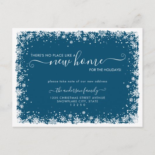 Nieuw huis voor de kerst sneeuwval vakantie verhui aankondigingskaart (Voorkant)