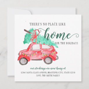 Nieuw huis voor de kerstboom Feestdagen verhuizen Aankondiging