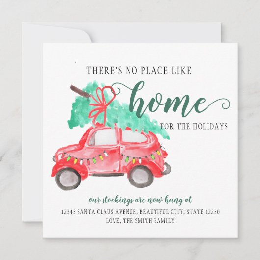 Nieuw huis voor de kerstboom Feestdagen verhuizen Aankondiging (Voorkant)