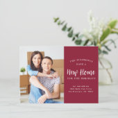 Nieuw huis voor Feestdagen Foto rood Verhuizen Aankondiging (Staand voorkant)