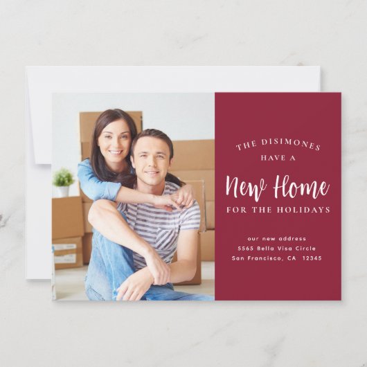 Nieuw huis voor Feestdagen Foto rood Verhuizen Aankondiging (Voorkant)